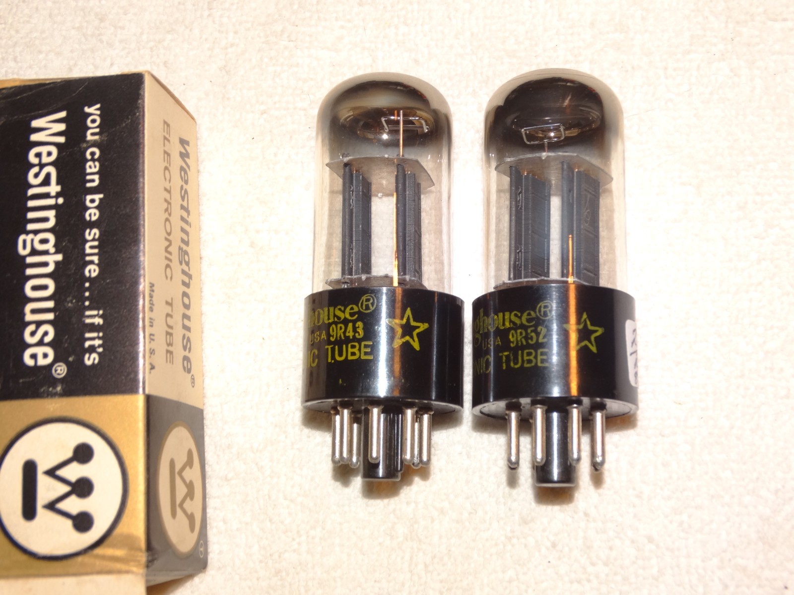 2 x 6SN7gtb Westinghouse Tubes*Black Plates-D-Tall*Bogey Matched 8% Pair*#8