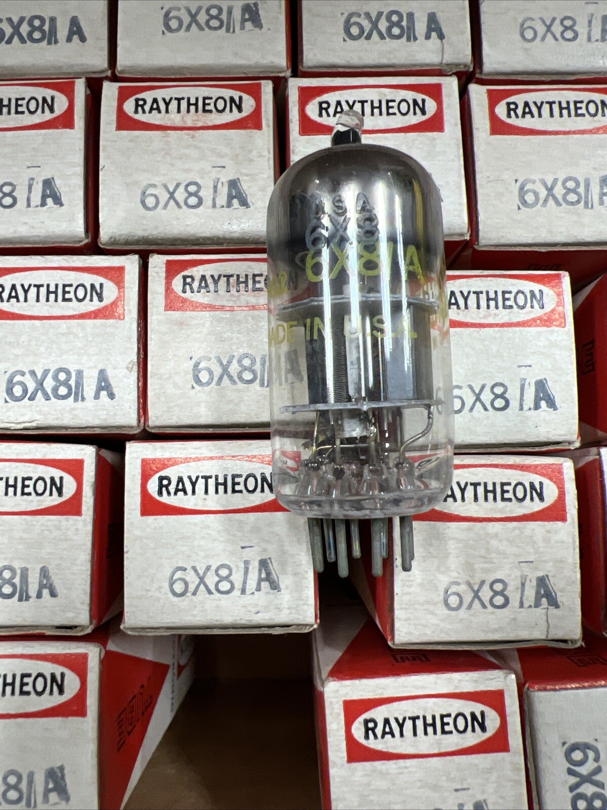 Lot Of 5: 6X8A NOS vacuum tube Raytheon USA triode pentode 6X8/A