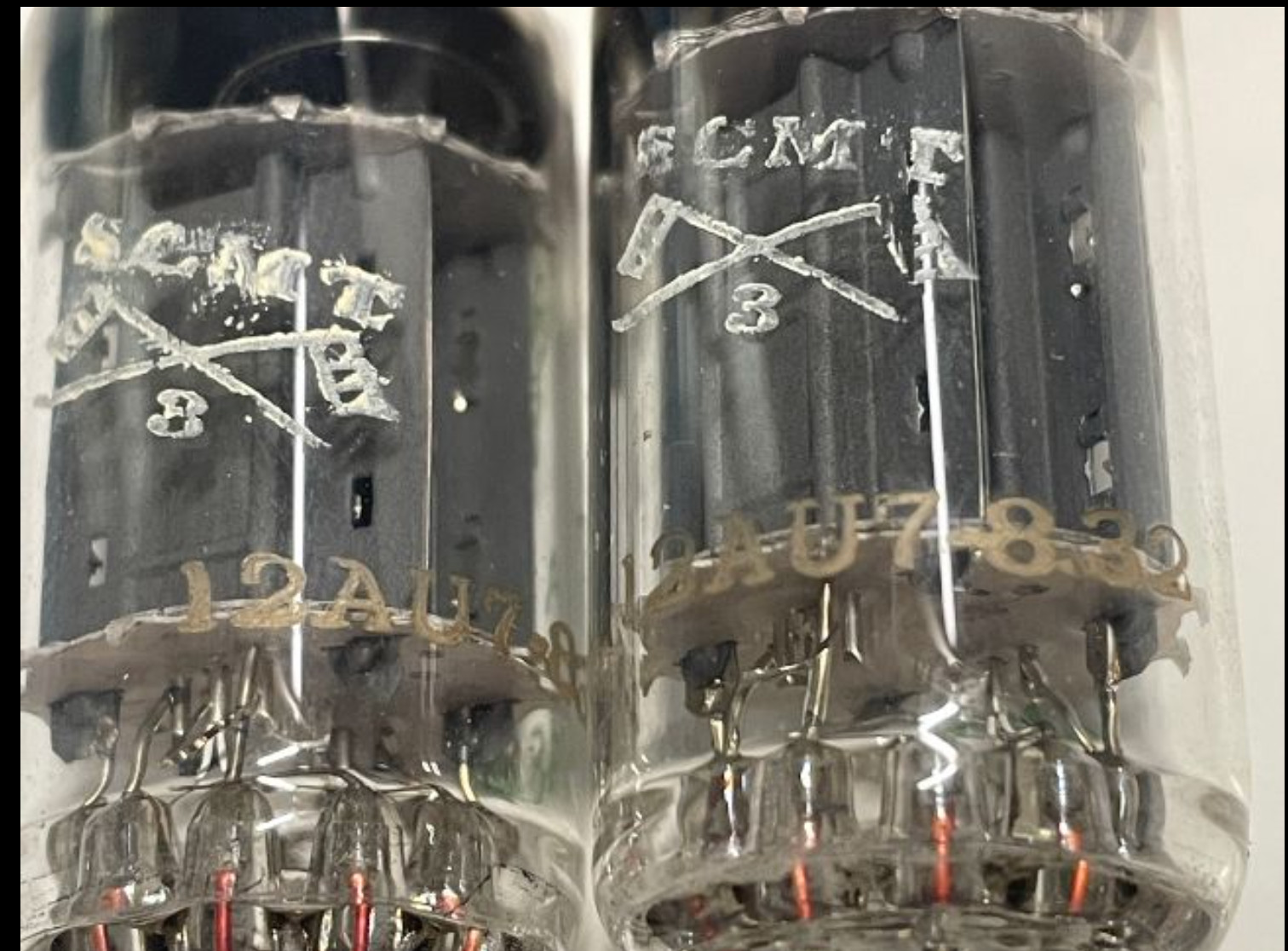 MATCHED PAIR TUBES 12AU7 / ECC82 / RT year 1959 – PHILIPS MULLARD CONSTRUCTION