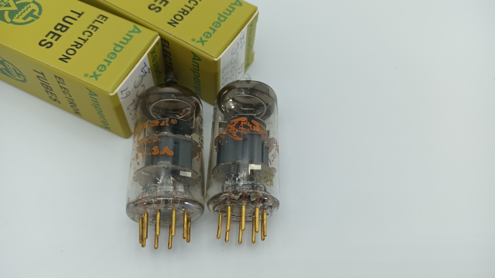 2 x Amperex JAN-6922/E88CC Orange label Vacuum Tubes