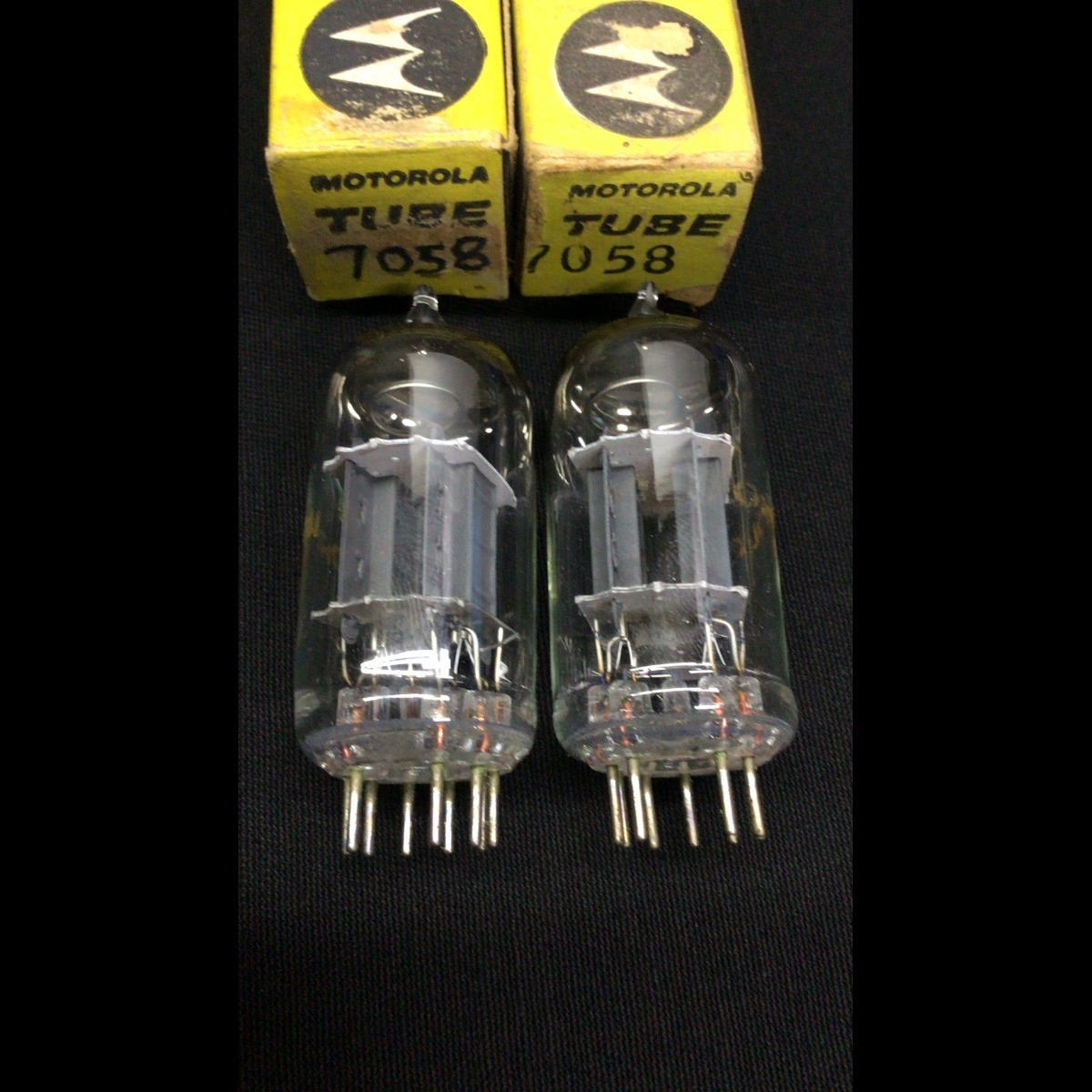 NOS Matched Pair RCA (Moto Label) 7058 12AX7 Sub Audio VACUUM TUBES 4.9236