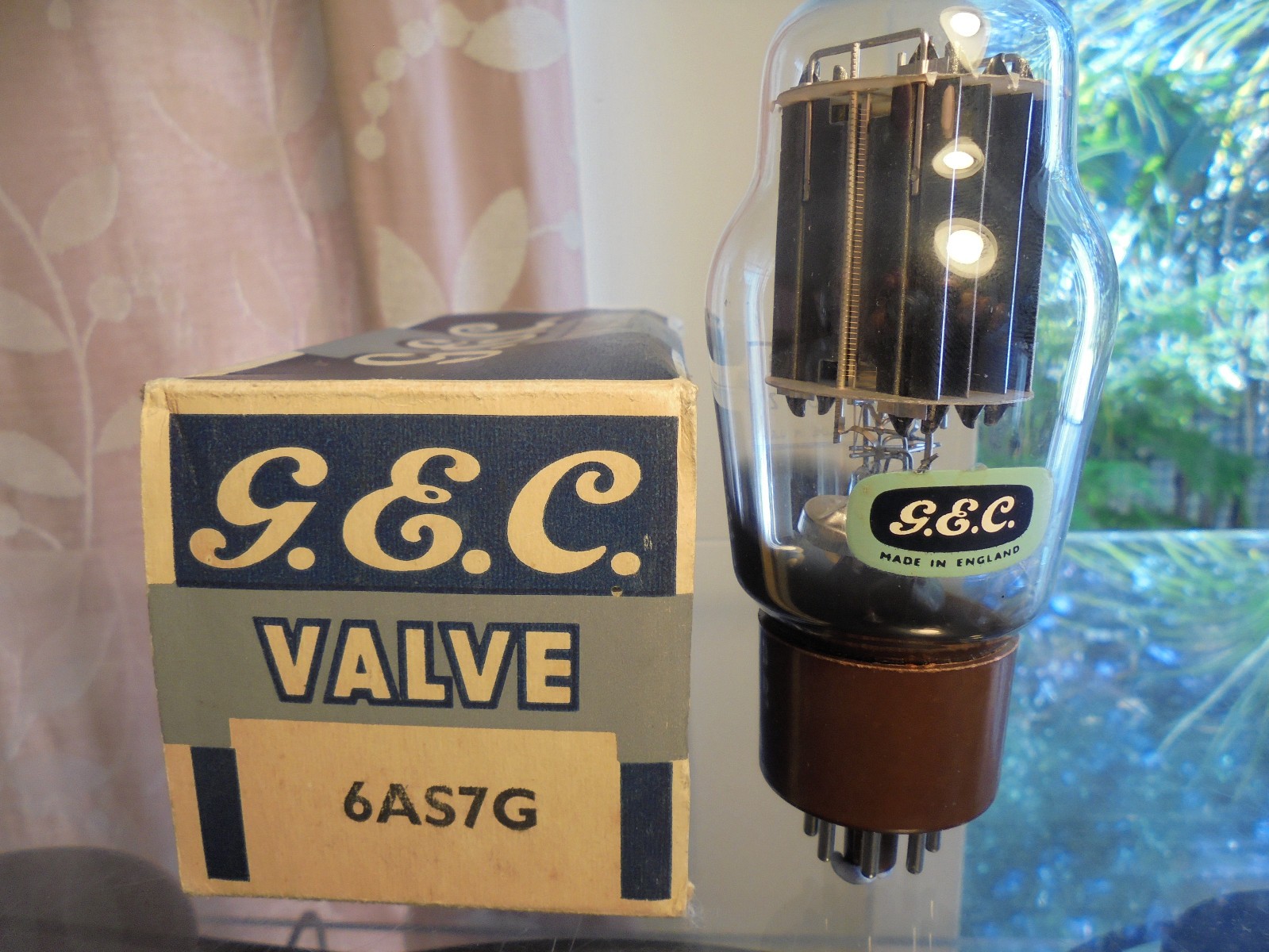 GEC 6AS7G 6080 NEW OLD STOCK BLACK PLATE PAN GETTER BRITISH VINTAGE VALVE TUBE
