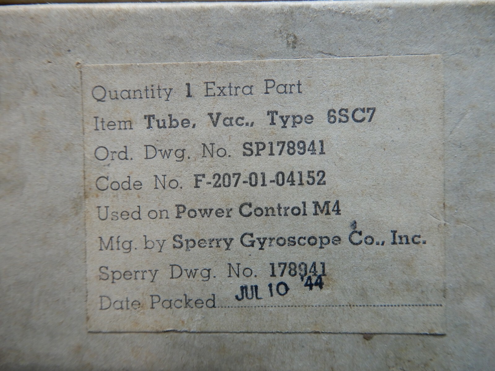 Sperry Gyroscope 6SC7 NOS Unopened!! 1944 Metal Tubes Qty 2