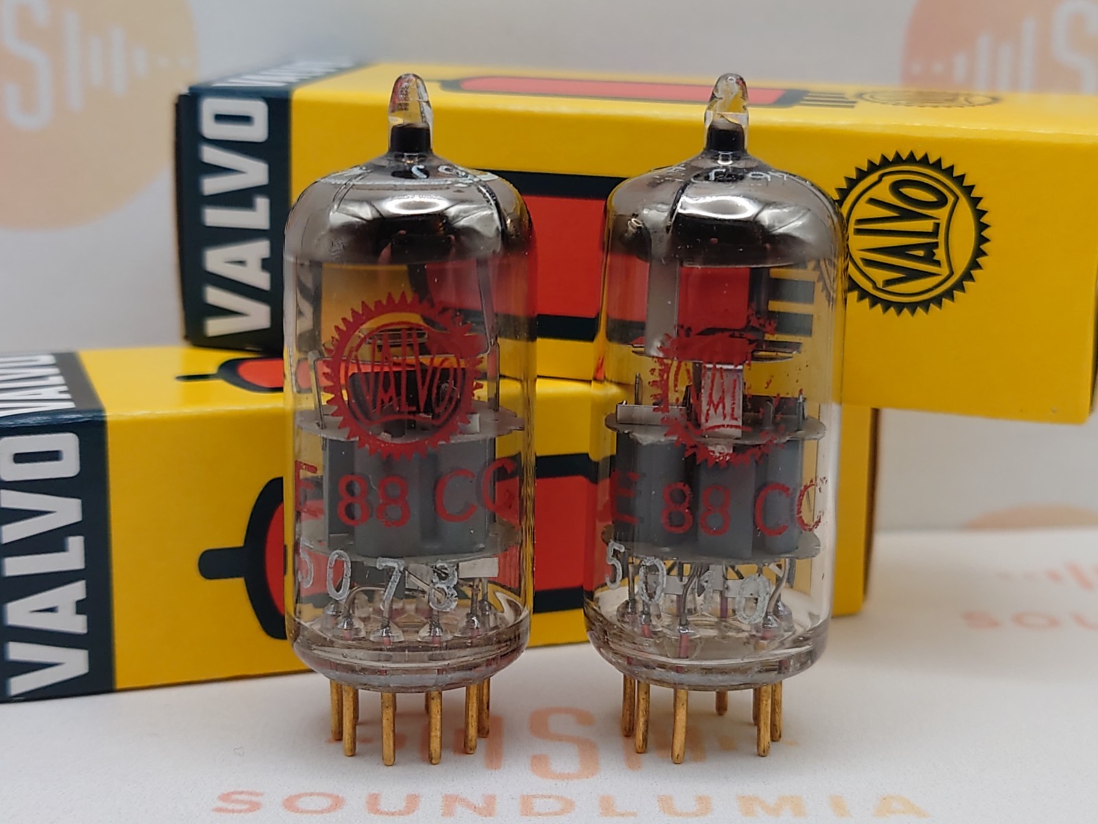 Valvo E88CC 6922 Red Label O-Getter Matched Pair – Heerlen ’60 – Same Code -NOS+