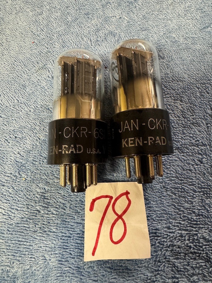 2 1945 Ken Rad VT-231 JAN-CKR-6SN7GT preamplifier Military amplifier tubes # 78