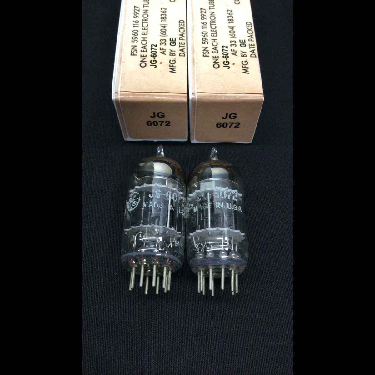 MATCHED PAIR GE JG 6072 Black Plate 3 Mica PREMIUM Audio VACUUM TUBES 4.9287
