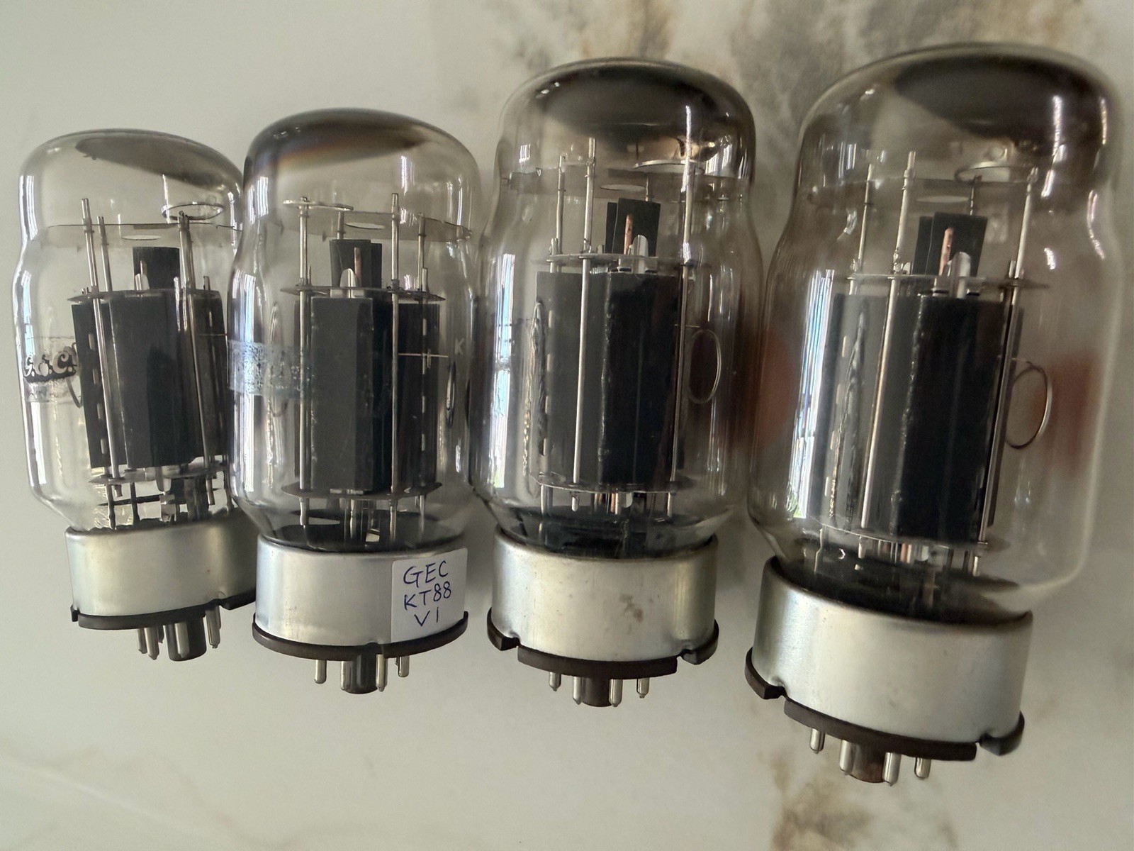 GEC KT88 6550 Black Plate O getter Tested Quad Tubes Strong 70’s