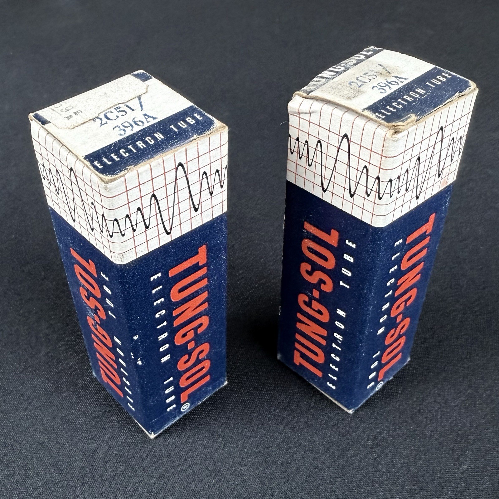 Tung Sol 2C51 396A 5670 NOS Vacuum Tube Pair Black Plate Square Getter In Boxes
