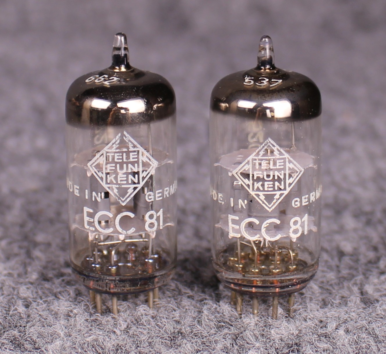 (2) MATCHED Telefunken ECC81 12AT7 Tubes ~Same Date Codes~ TEST STRONG @ 108%+!