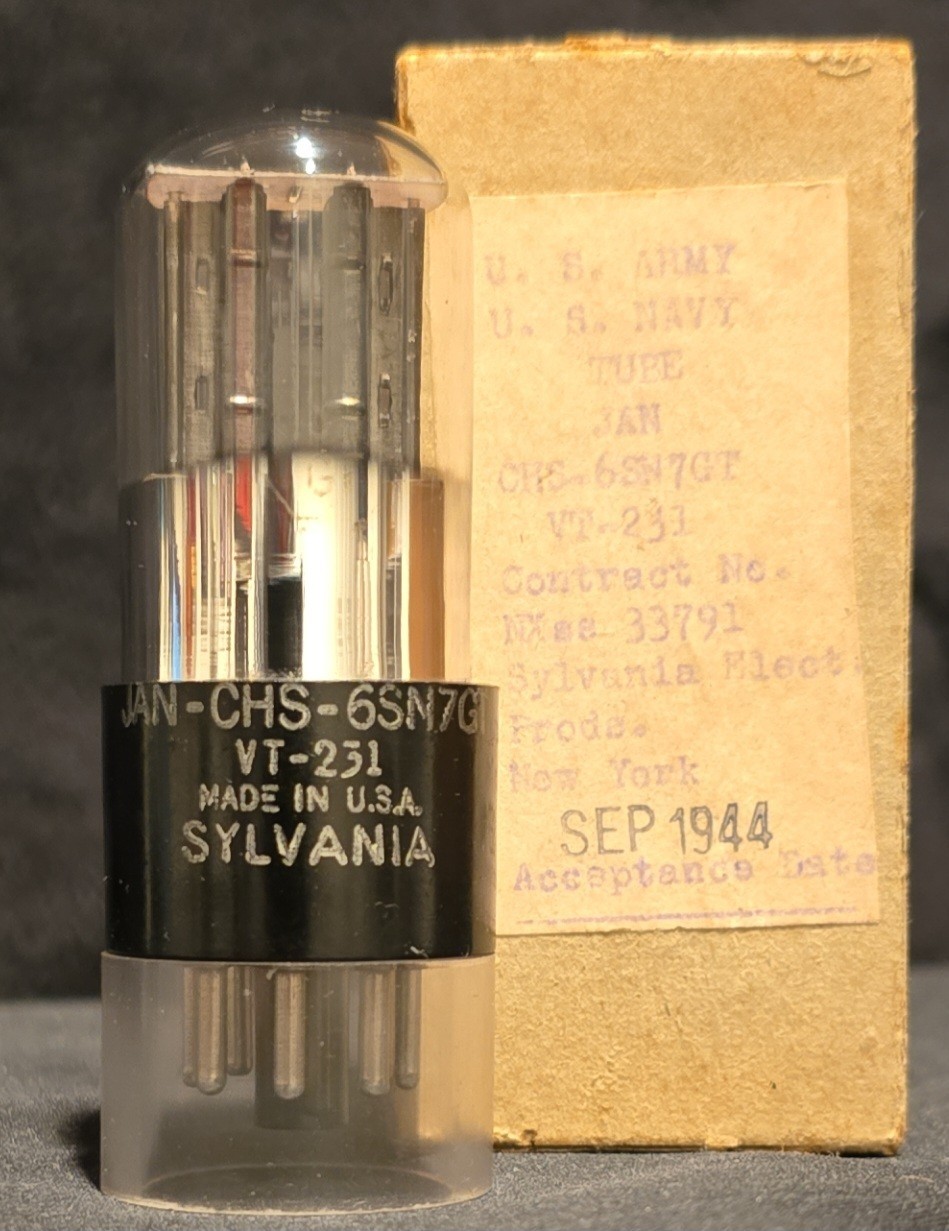 SYLVANIA 6SN7 GT VT-231 TUBE 1944 SILVER LABEL ULTRA HIGH QUALITY AUDIO TUBE NIB
