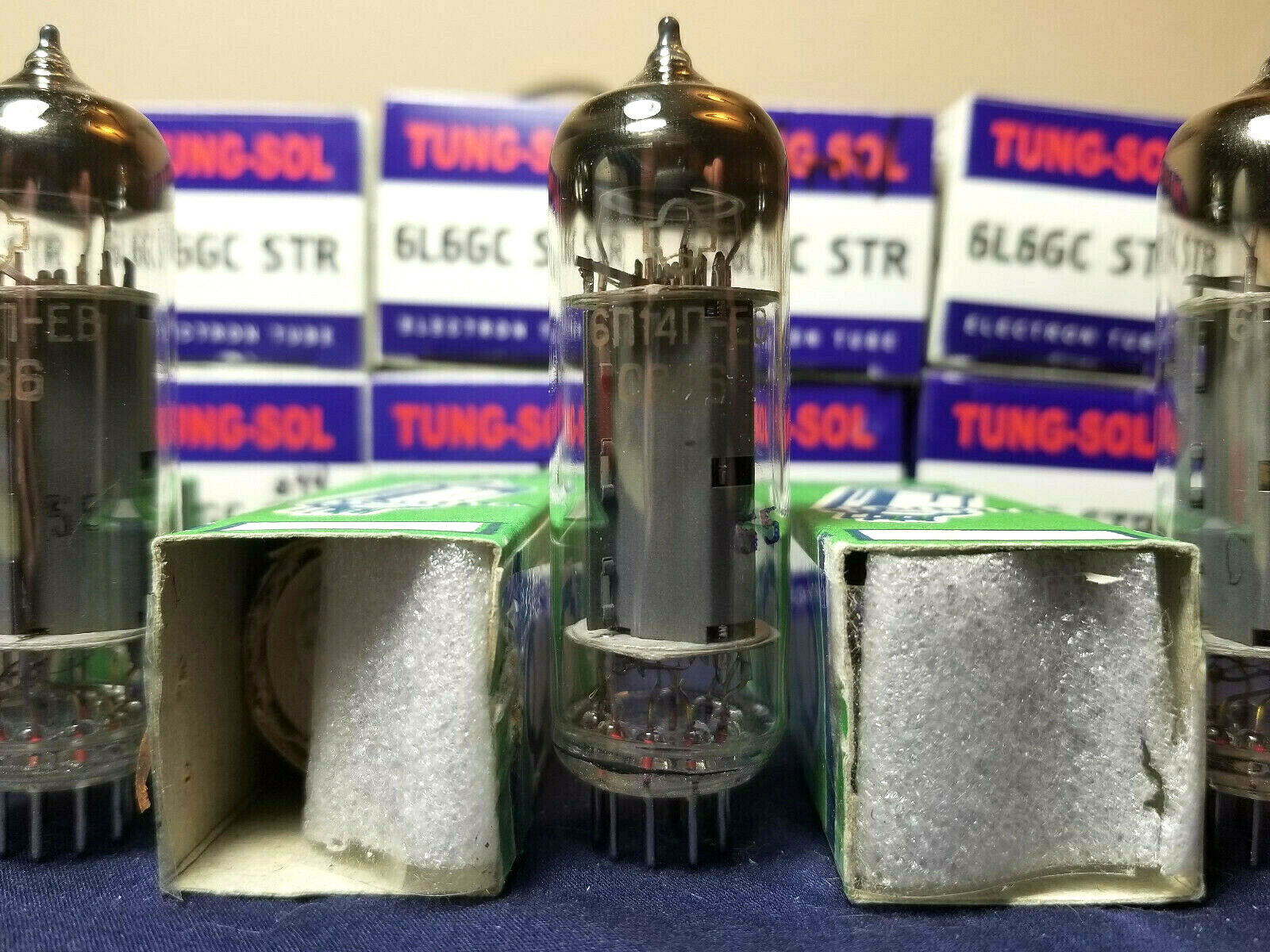 6P14P EB EL84 7189 TUBE MATCHED QUAD NOS NIB GOLD GRID REFLECTOR PLANT *eTRACER*