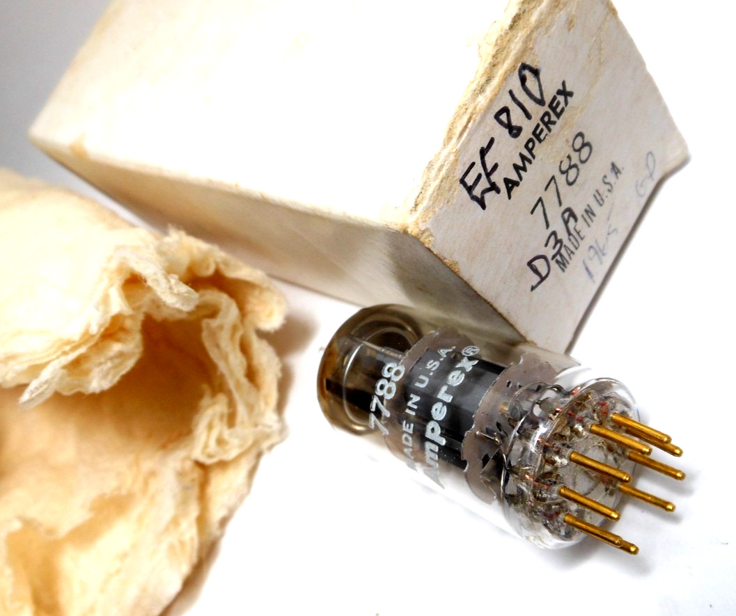 Amperex USA 7788 E810F Gold Pin Low Noise Driver Preamp Phono Tube Valve NOS NIB
