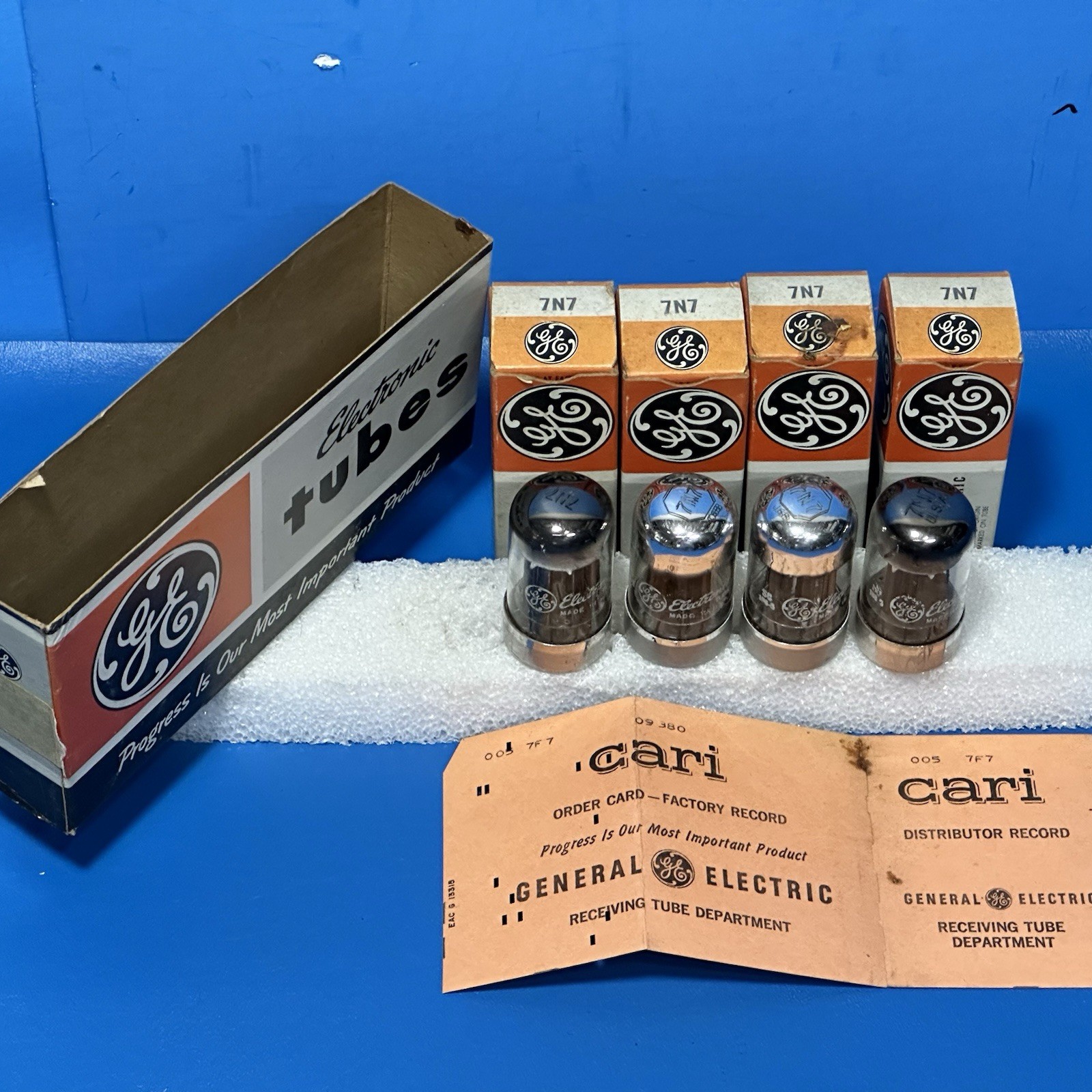 DATE MATCHED QUAD NOS NIB GE 7N7 TUBES