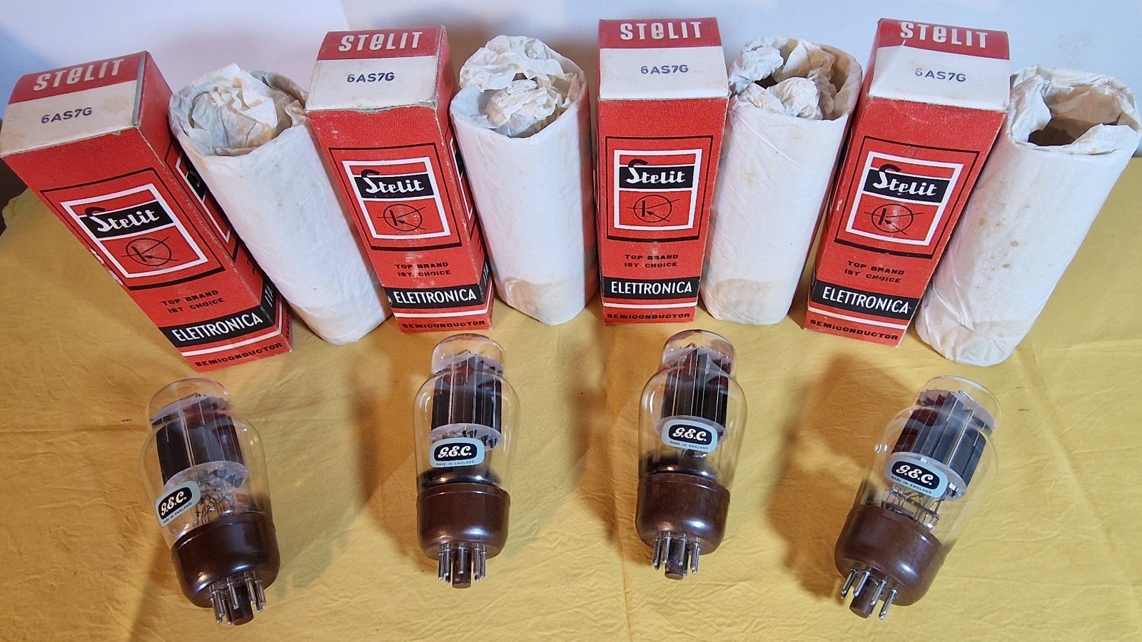 matched pair A1834 6AS7G GEC, new tubes 1962, gold grid, for Audio Tekne IT2