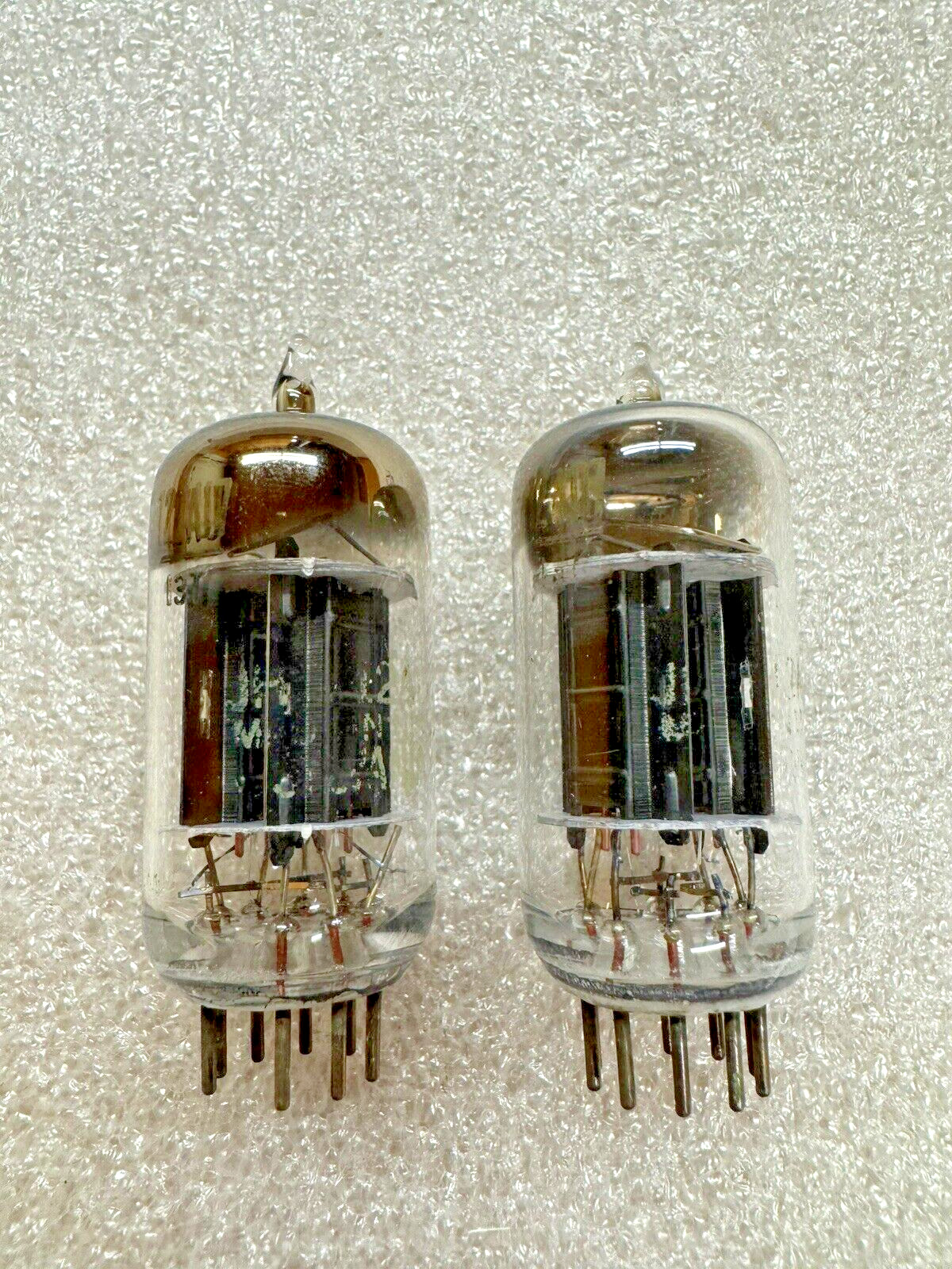 1953 SYLVANIA JHS-12AU7 Black Plate Low Noise Matching Pair Preamp Tubes