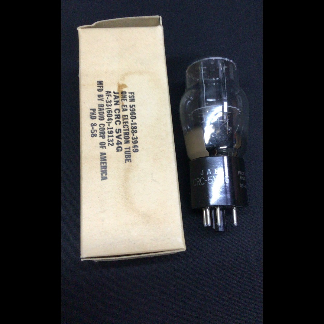 NOS NIB RCA JAN CRC 5V4G Rectifier Vacuum Tube Black Plate TESTED C.9904