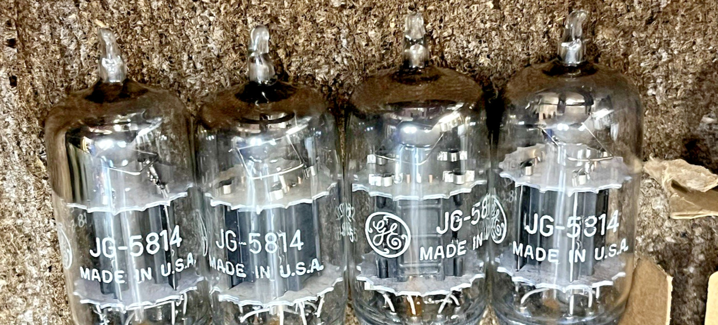 RARE NOS NIB QUAD JG 5814 12AU7 ECC82 TUBES G.E *1953 NEW USA MADE SQUARE GETTER