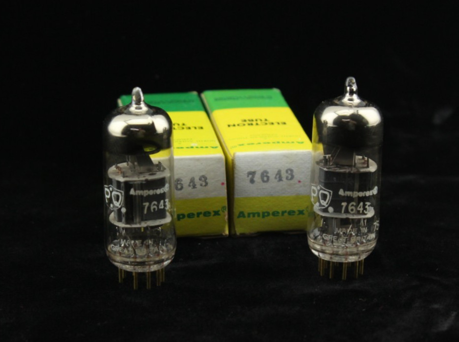 New Qty 2 Amperex 7643 PQ Mullard Mitcham Matched Pair Grey Plates O Getter