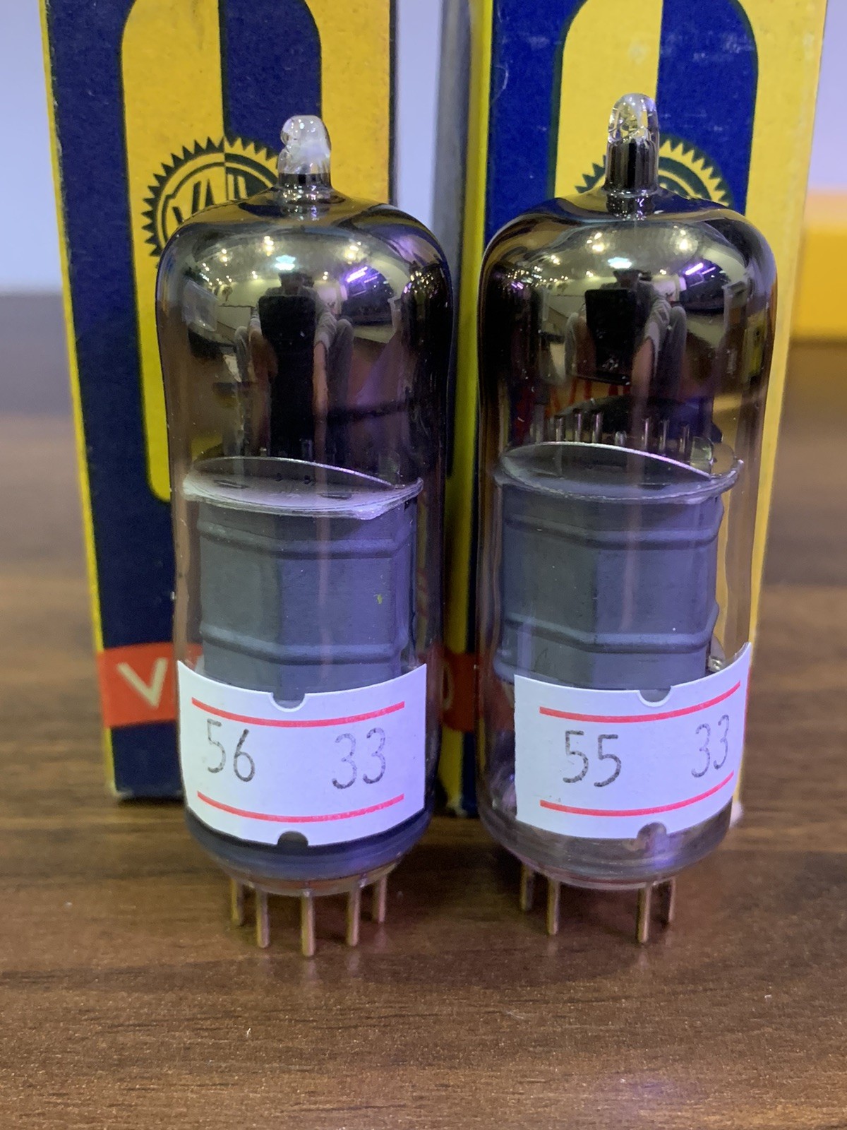 2 x E80F/ 6084 Valvo, WM3 Code, D Getter, Pinch Waist – NOS, NIB – Match Pair
