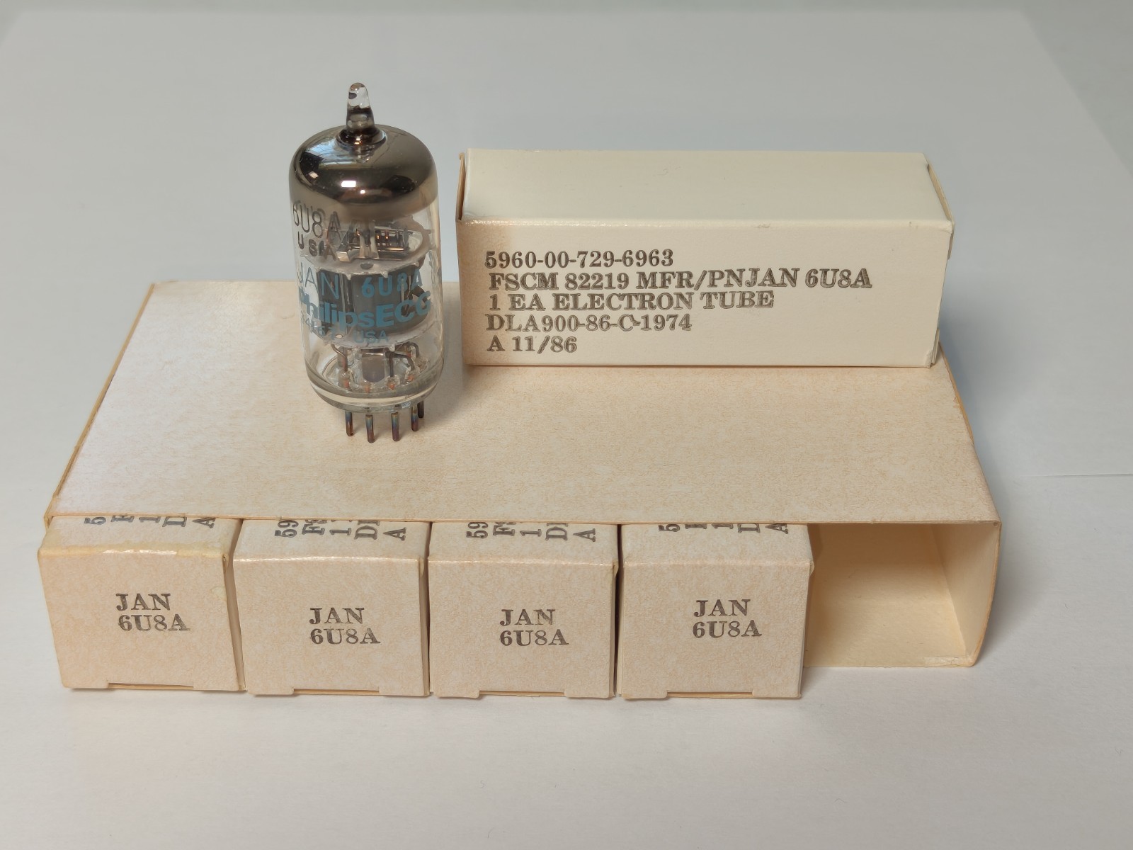 New Old Stock – Philips ECG JAN 6U8A Electron Tubes (5 Pack) – Made in USA