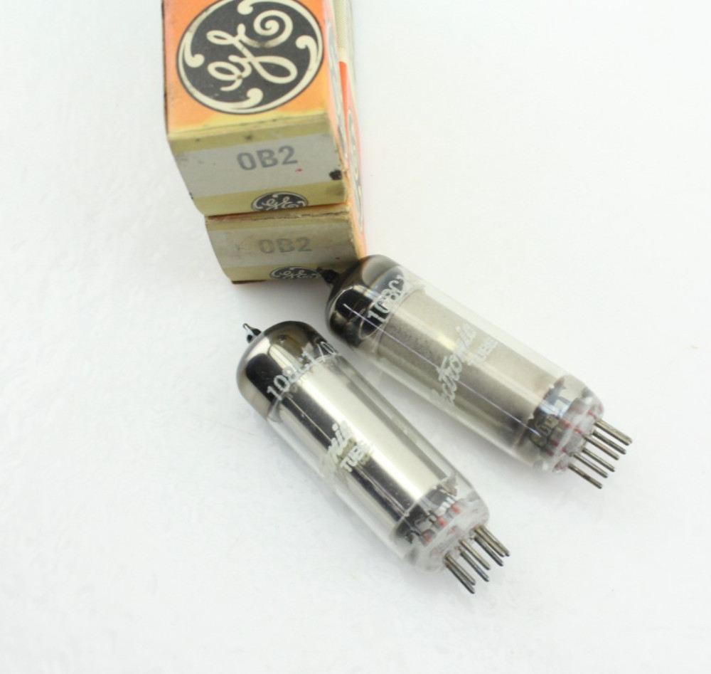 New Qty 2 GE 0B2 108C1 Voltage Regulator Tubes Qty 2 NOS Glow Discharge Italy