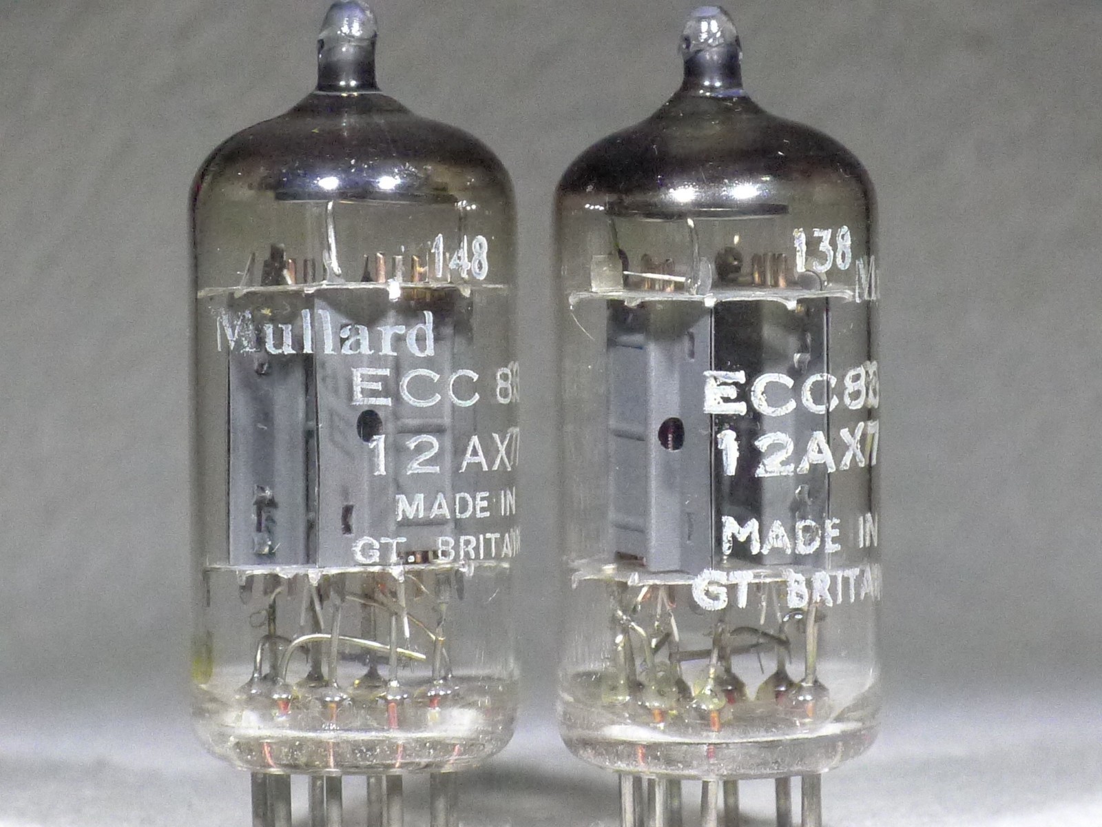 Matched Pair Mullard 12AX7/ECC83 Long Plate Dual Post O-Getter UK 1958 Strong