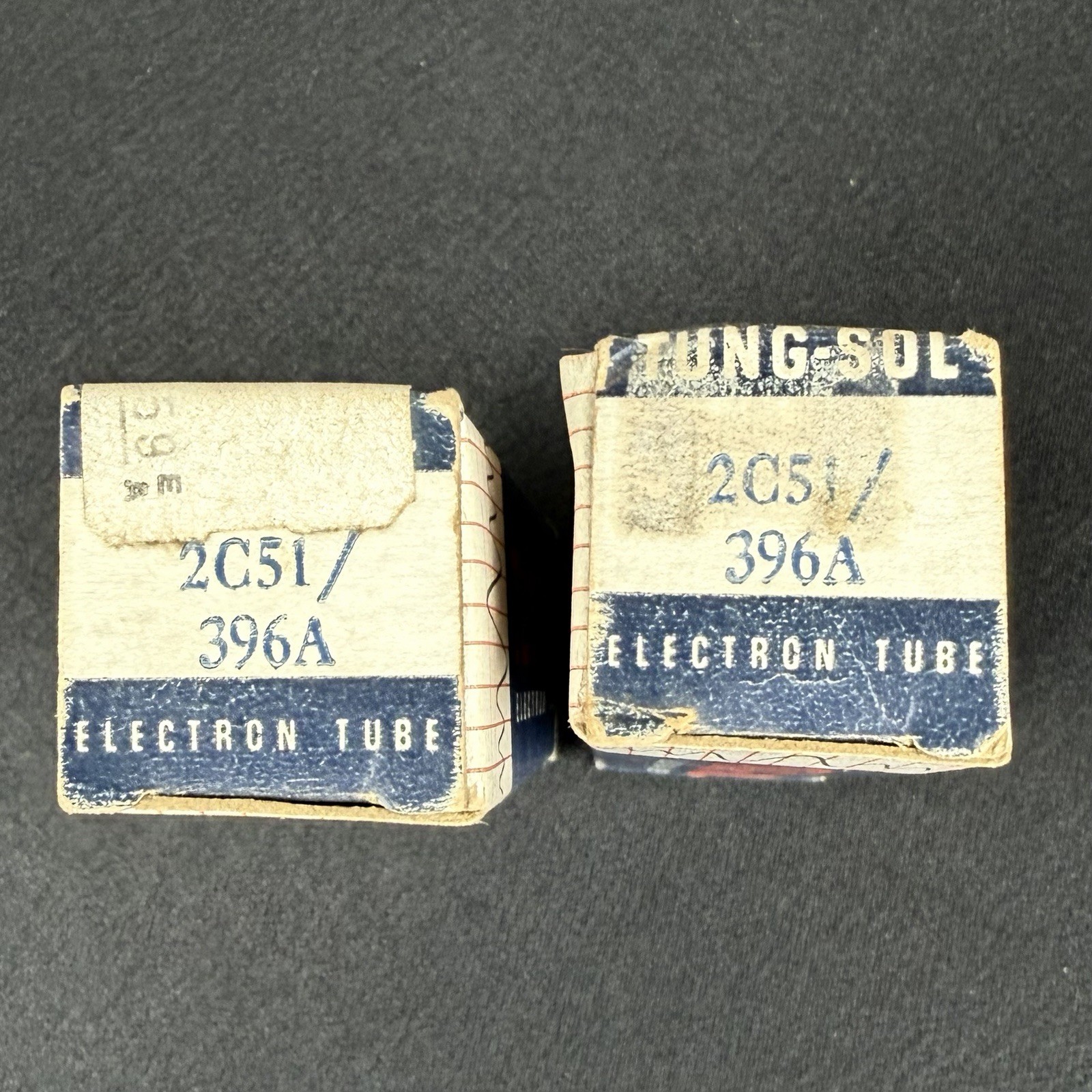 Tung Sol 2C51 396A 5670 NOS Vacuum Tube Pair Black Plate Square Getter In Boxes