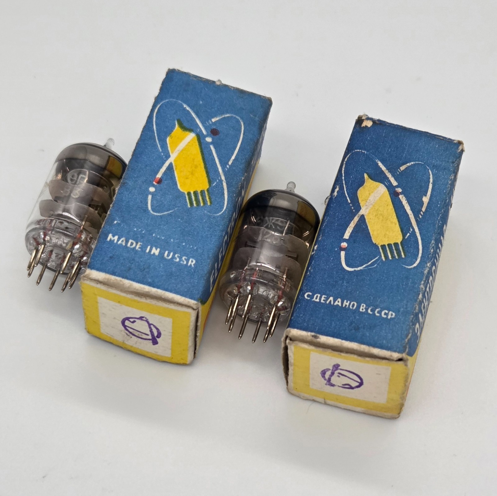 NOS 2pcs 6J9P 6Ж9П Vacuum Tubes USSR 12/83 Same Batch Untested Boxed Vintage