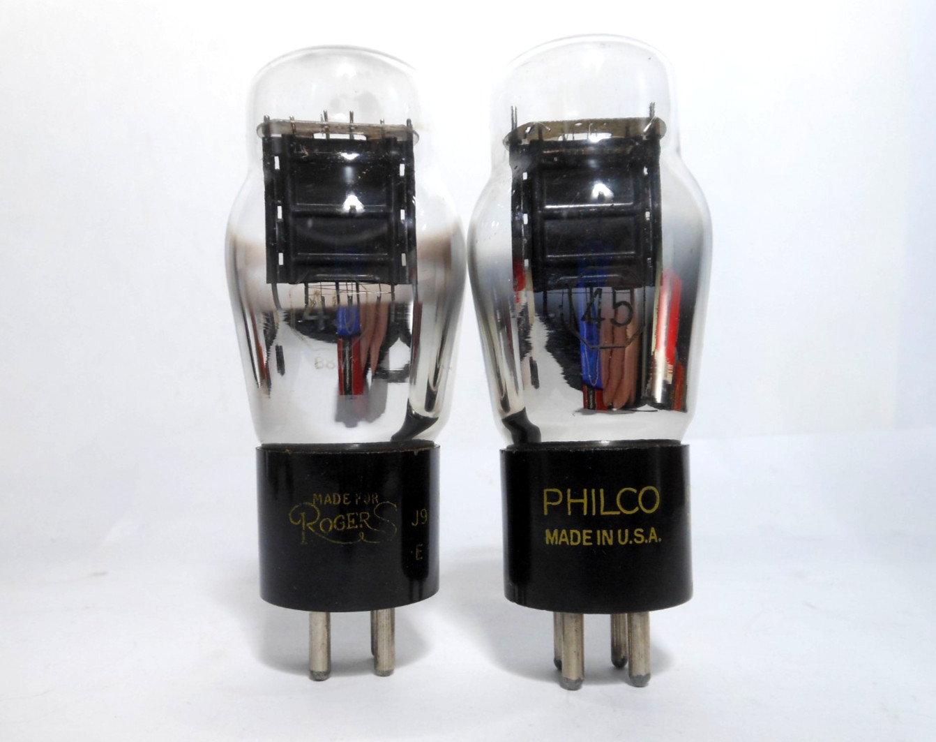 Matched Pair Westinghouse #45 Type SE Triode ST Power Output Tubes-Test NOS