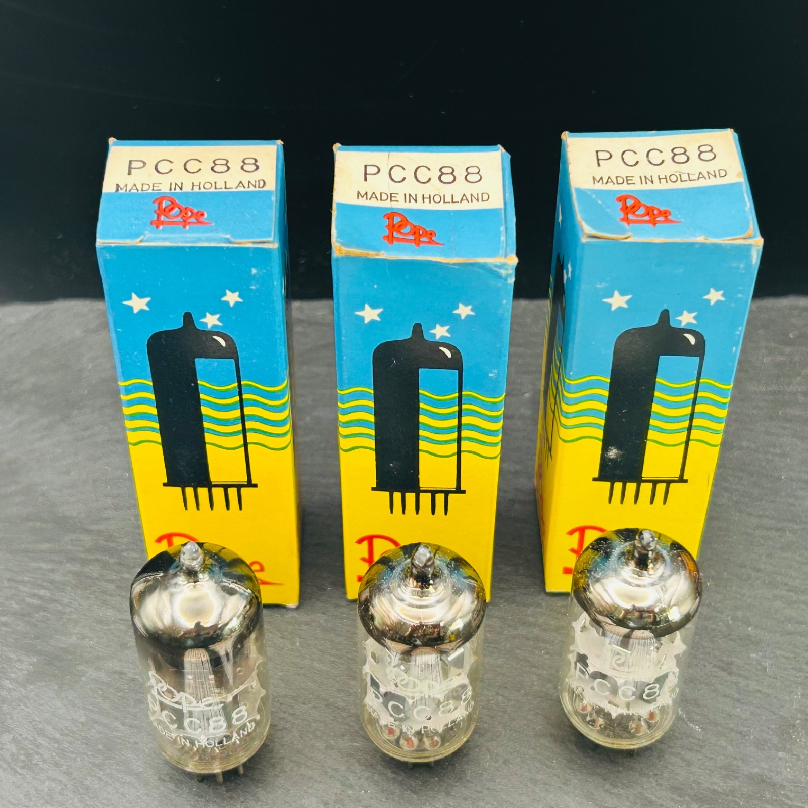 3x Pope PCC88 7DJ8 Philips Heerlen Mullard Blackburn Tested Strong