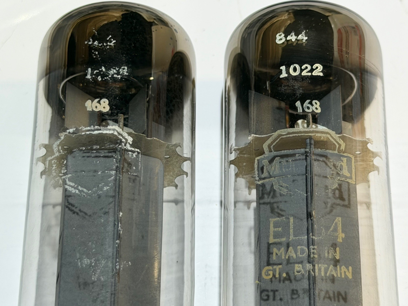 RARE 1958 1st Issue Pair Mullard xf1 EL34 Tubes TV7 Tested & All Matched Codes