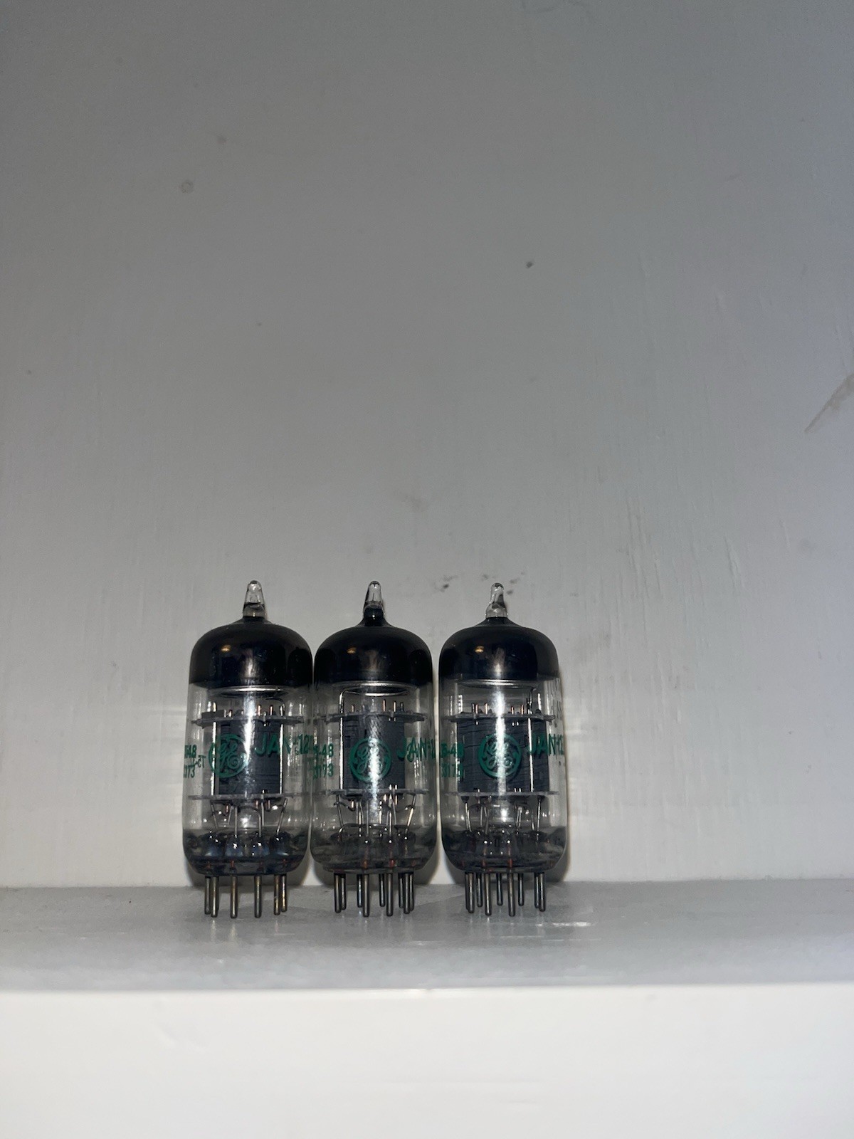 3 General Electric 12AT7WC Halo Getter Tubes TV7 Tested Strong