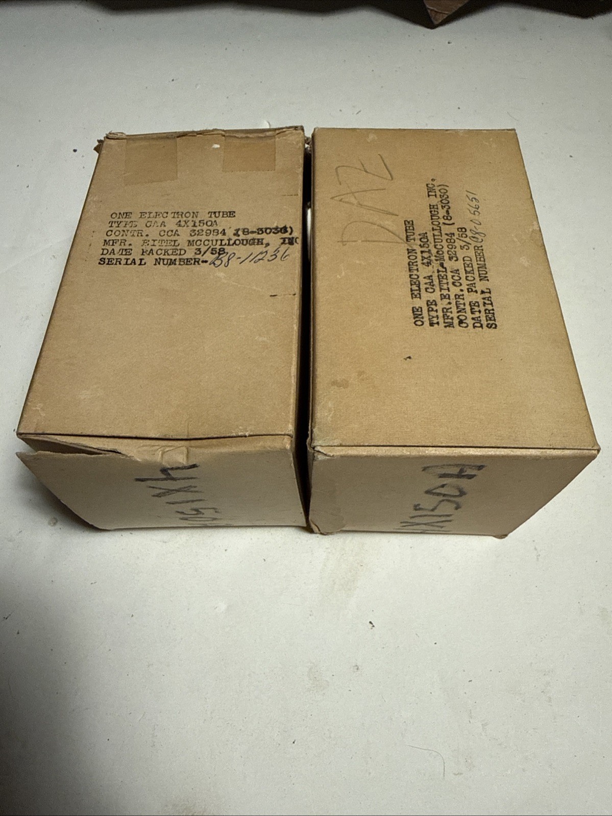 Pair (2) EIMAC 4X150A 3/58 electron Vacuum Tube – NOS