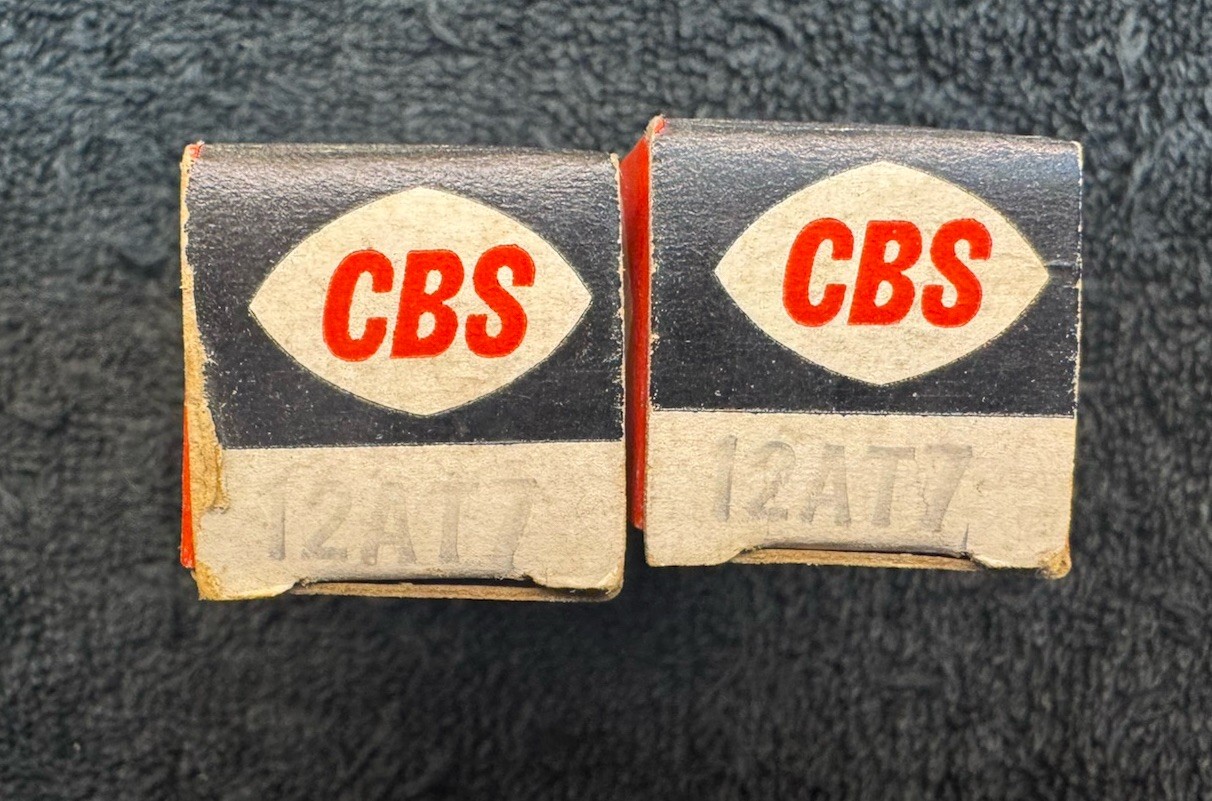 2 NOS NIB Matched CBS 12AT7 Black Plate Audio Tubes
