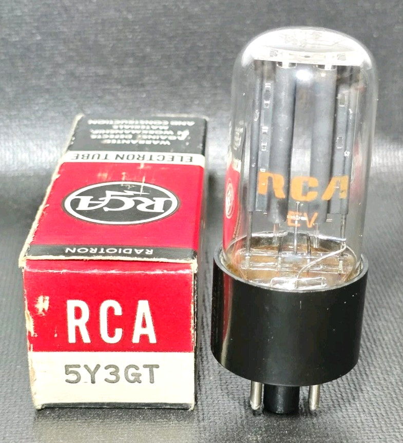 1 RCA 5Y3GT Rectifier Vacuum Tube Black Plate Tested NOS On Calibrated TV 7