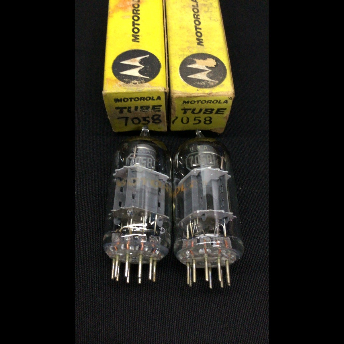 NOS Matched Pair RCA (Moto Label) 7058 12AX7 Sub Audio VACUUM TUBES 4.9236