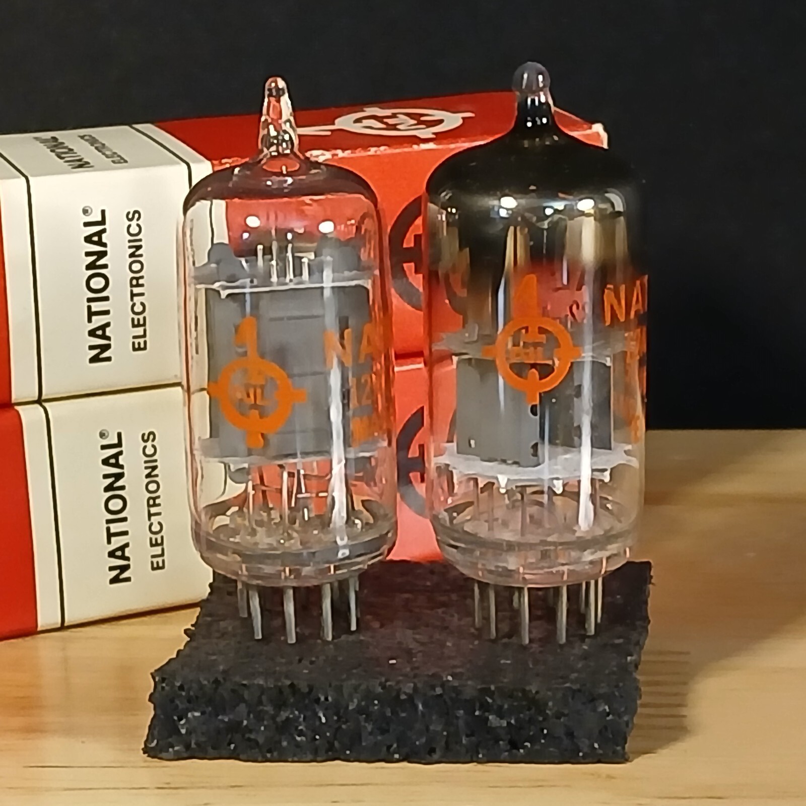 Pair NOS National Electronics NL 12AU7A ECC82 Audio Tubes NOS NIB 1 Clear Top