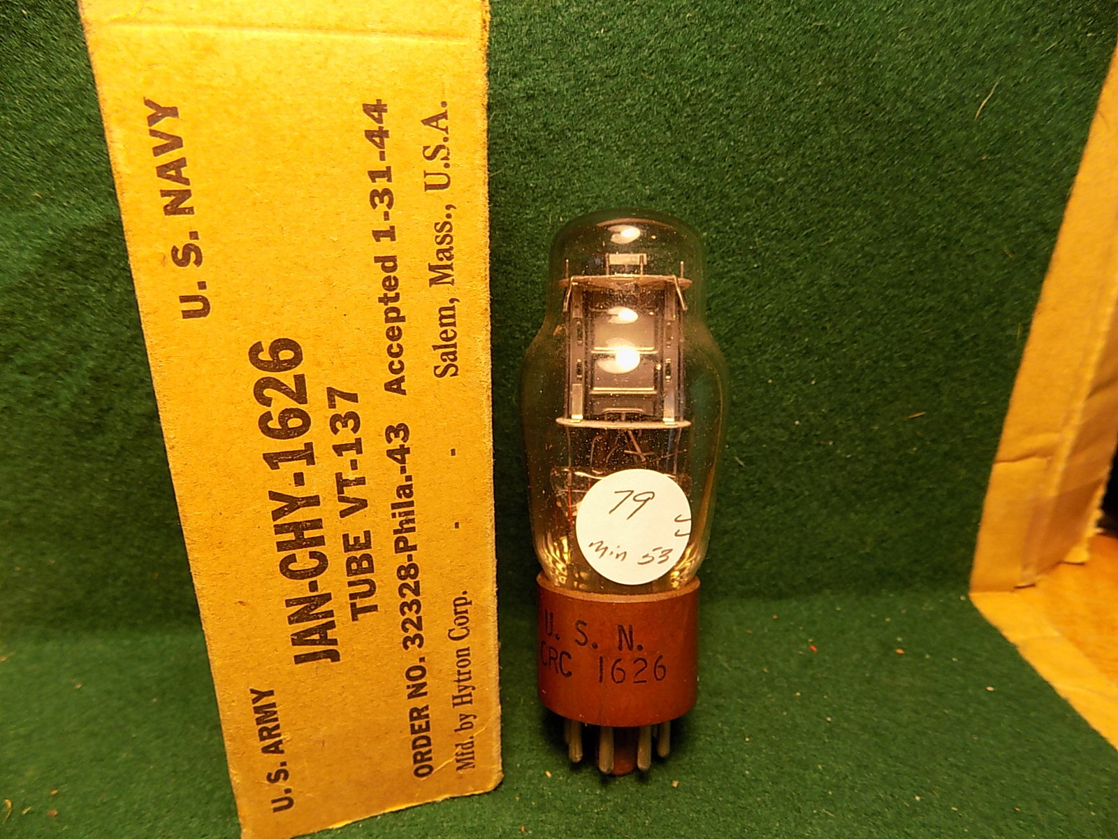 Lot of (1) JAN CHY 1626 VT-137 Tube TESTED at 79 NIB