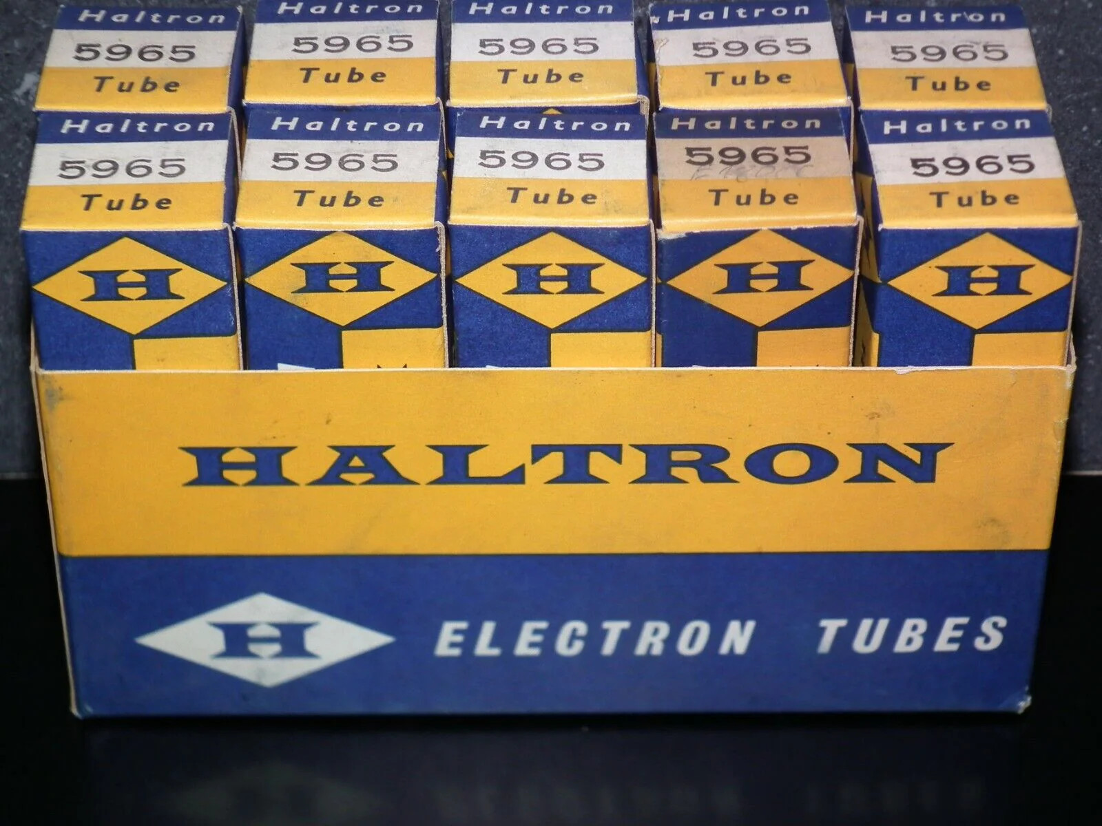 5965 Haltron E180CC 7062 NOS NIB Platinum matched pair, early 60s made in UK