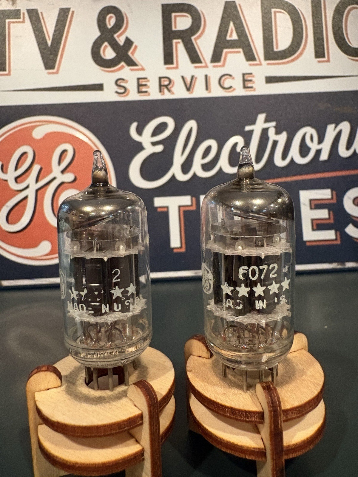 1961 Match Pair GE 6072 12AY7 5 Star 3 Mica Black Tubes TV7&Maxi Test ANOS🔈