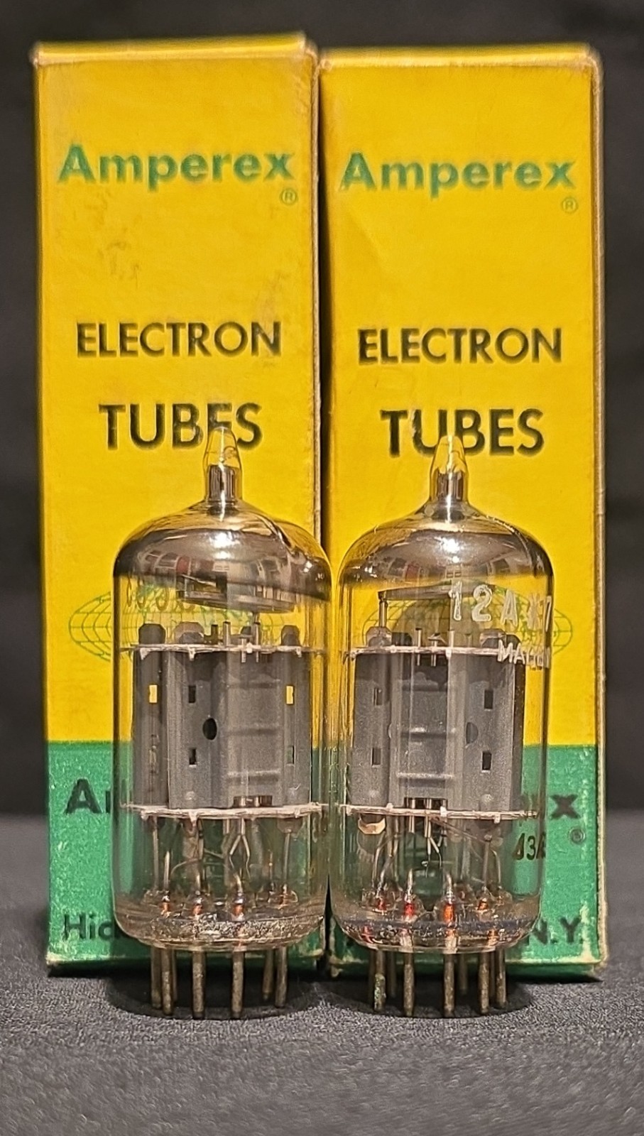 AMPEREX 12AX7 ECC83 BUGLE BOY 1963 HERLEEN HOLLAND PERFECT MATCHED SET NIB