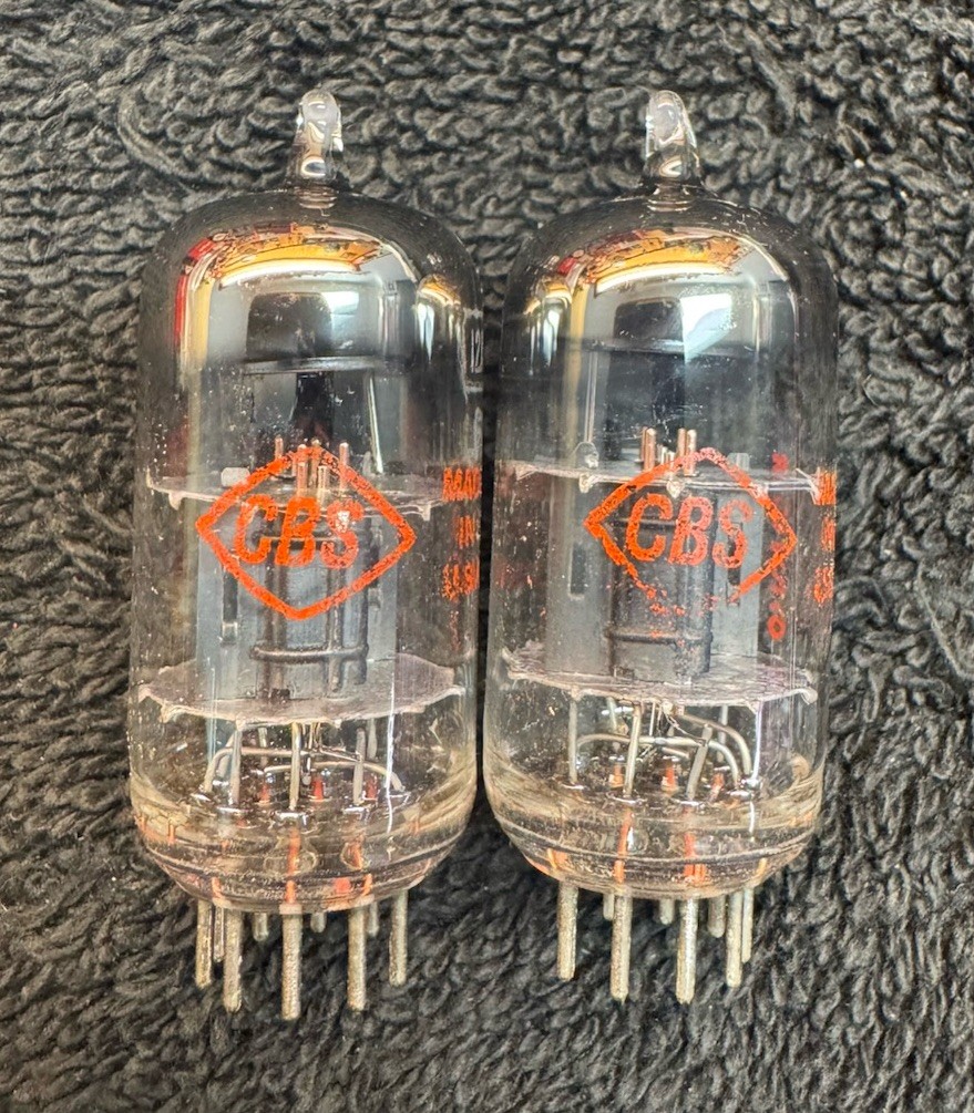 2 NOS NIB Matched CBS 12AT7 Black Plate Audio Tubes