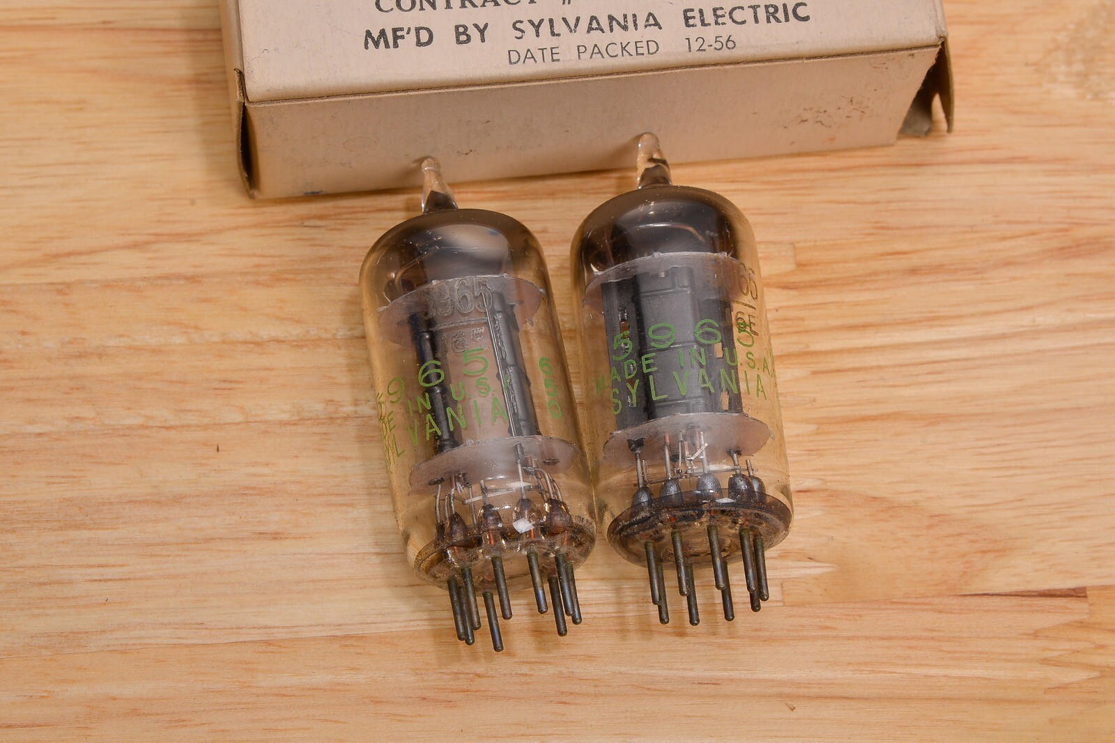 NOS QTY 2 SYLVANIA 5965 TUBE BLACK PLATE TRIODE 12AV7 12AU7 1626 DRIVER PREAMP