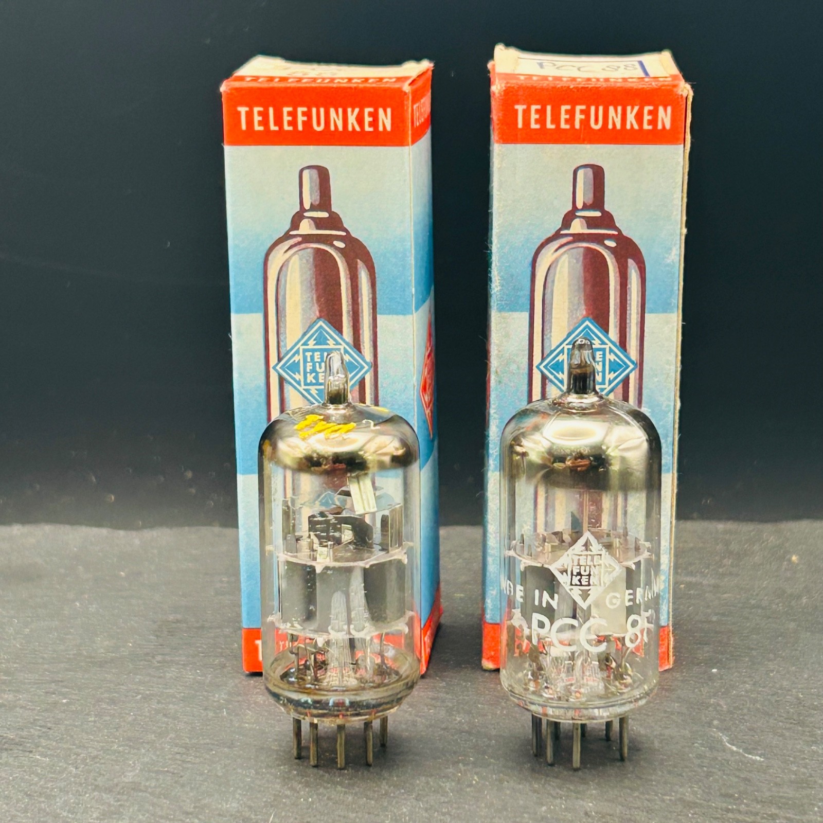 2x Telefunken PCC88 7DJ8 Germany Tested Vacuum Tubes with Boxes