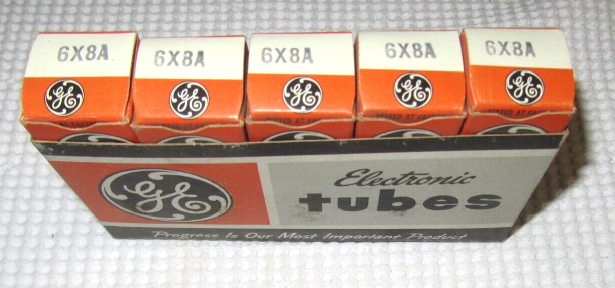 6X8A GE Electron Vacuum tubes Five New NOS