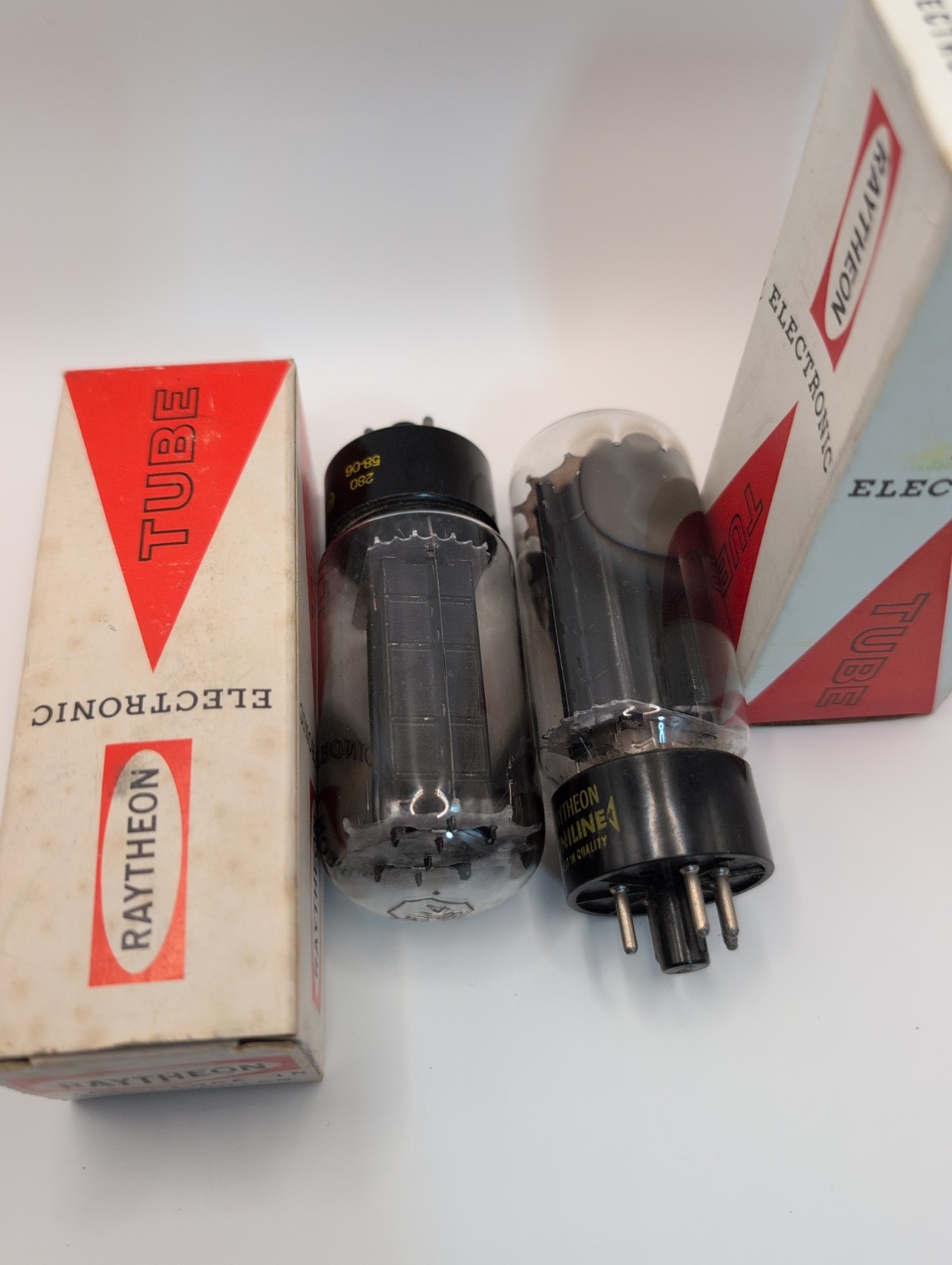 TWO RAYTHEON 5U4GB Rectifier VACUUM TUBES Vintage TESTED