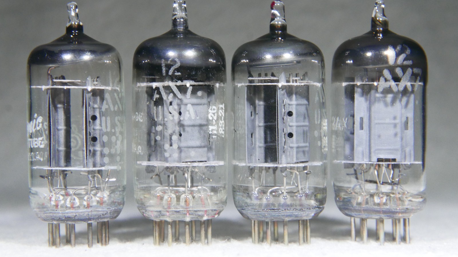 Quad (4) GE 12AX7/ECC83 Long Gray Plate Made in USA