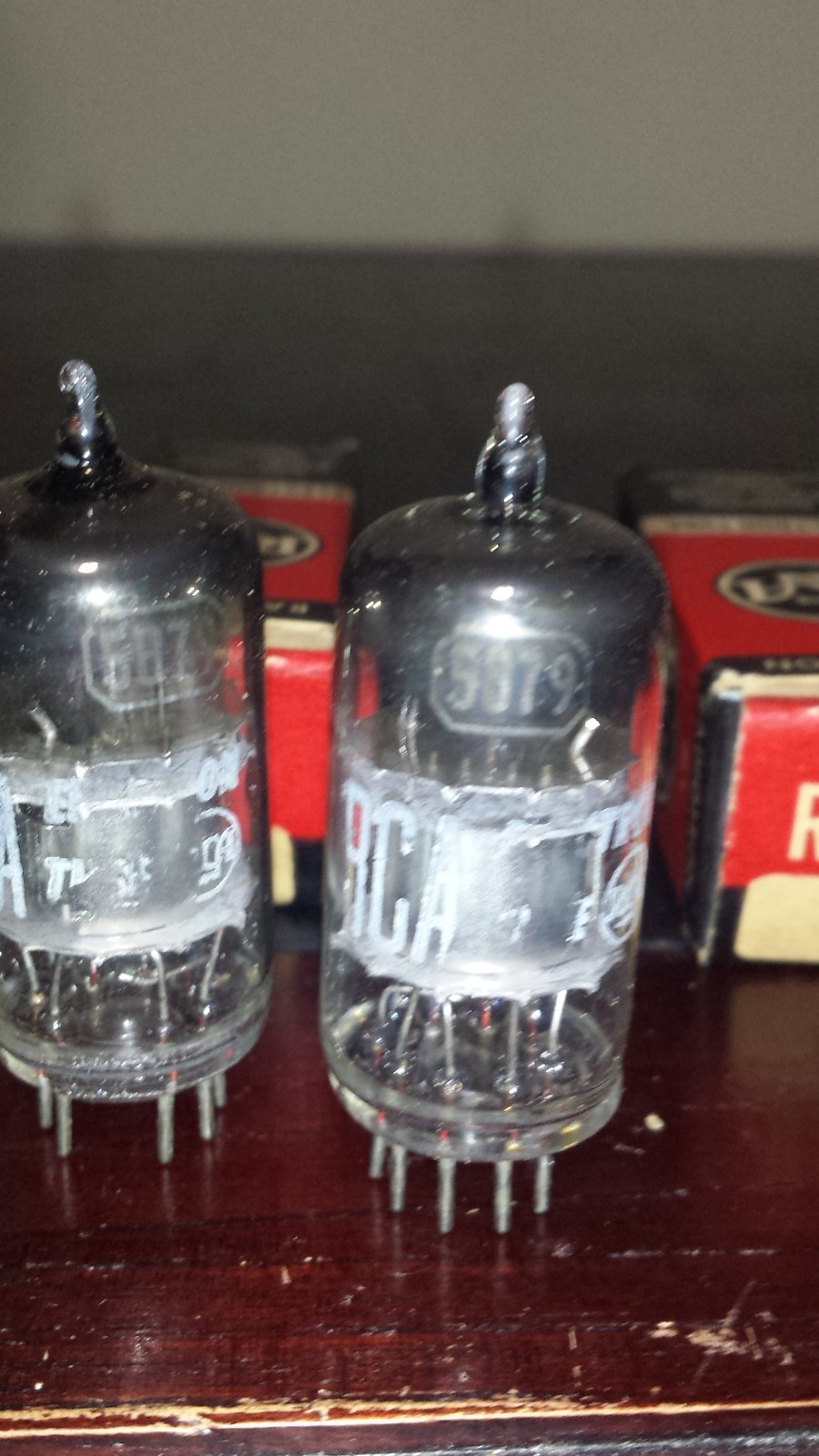 ⭐️USA⭐️ 1950s Perfect Balanced NOS NIB Matched Pair RCA 5879 D GETTER TUBE TV7