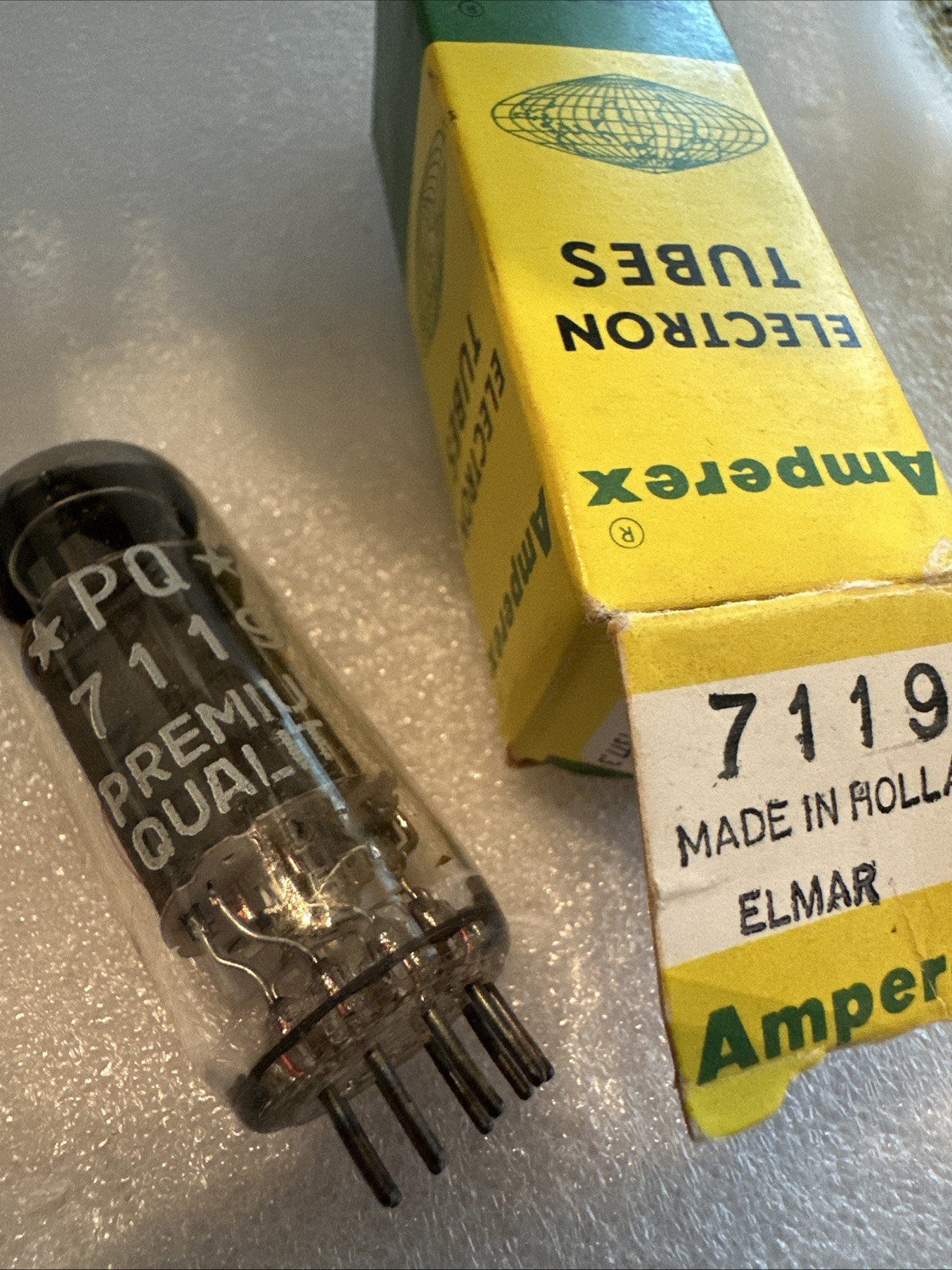 Vintage Amperex PQ 7119 E182CC Vacuum Tube | Made in Holland Heerlen Δ5 8B 1968