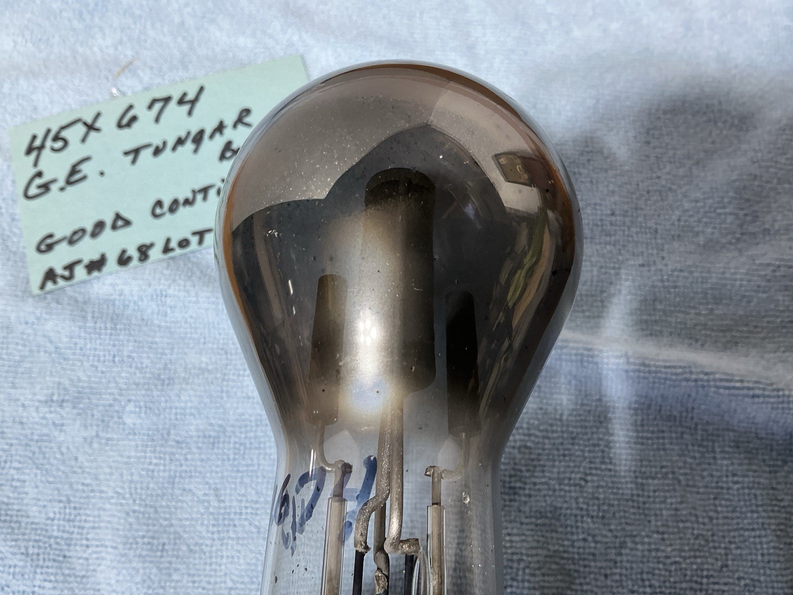 TENNIS BALL TUNGAR TUBE BULB 45X674 Rectifier Brass Base General Electric RARE